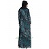 Shrug abaya- Black-Green print